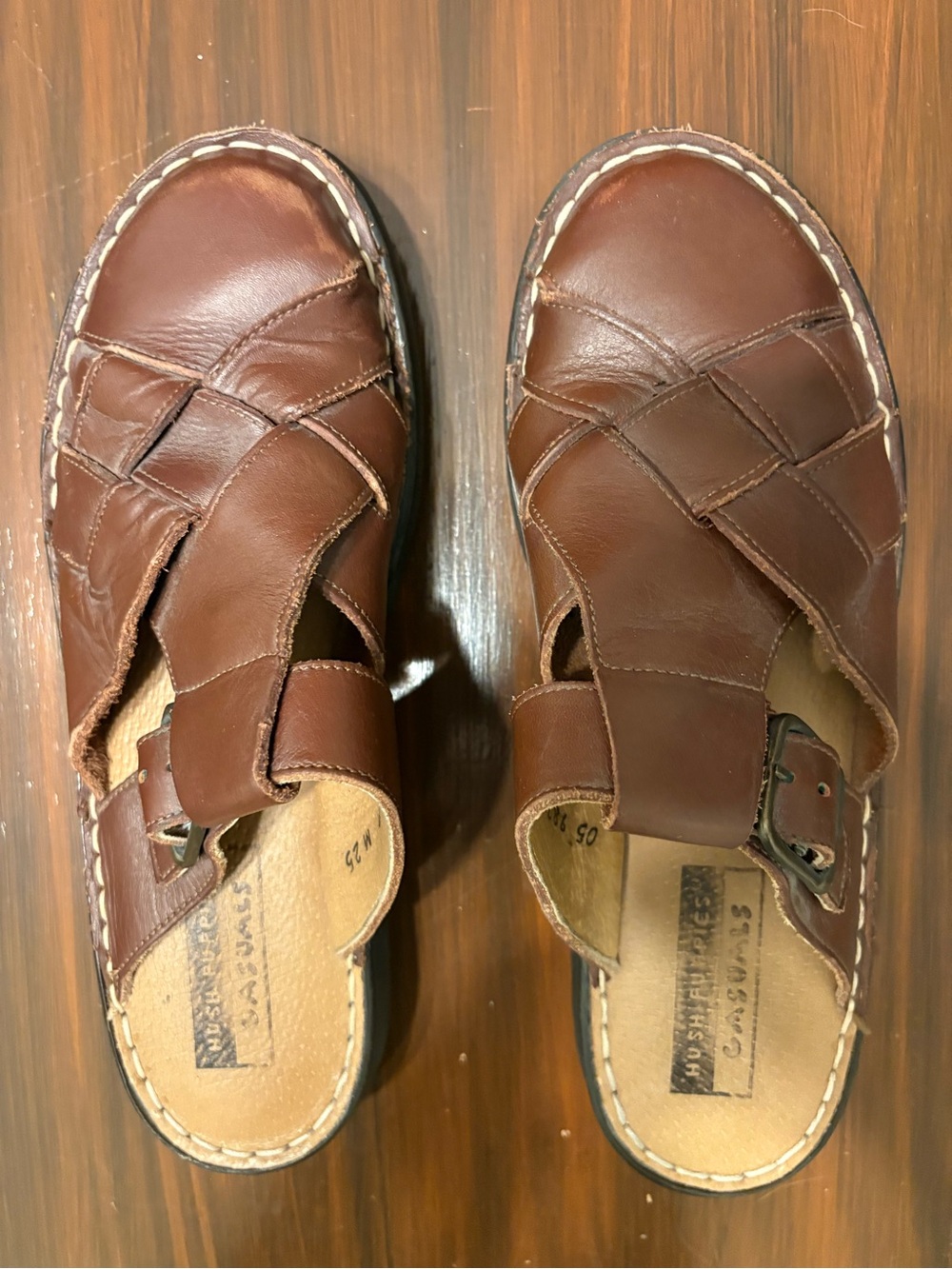 Hush Puppies Brown Leather Women's Fisherman Chunky Sandals Y2K